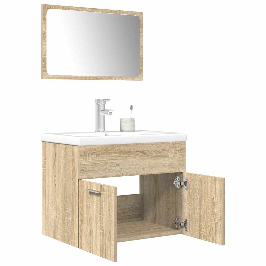 3 Piece Bathroom Furniture Set Sonoma Oak Engineered Wood