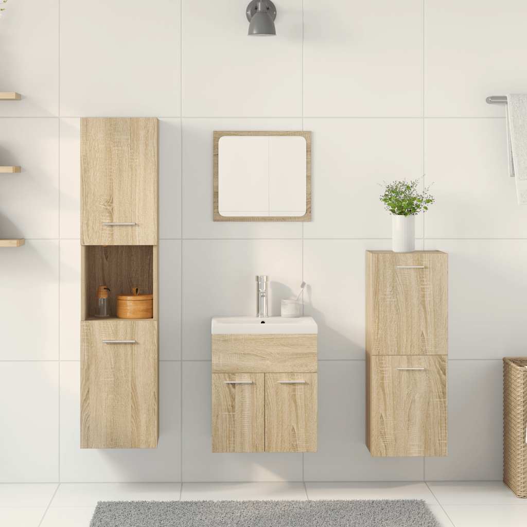 5 Piece Bathroom Furniture Set Sonoma Oak Engineered Wood