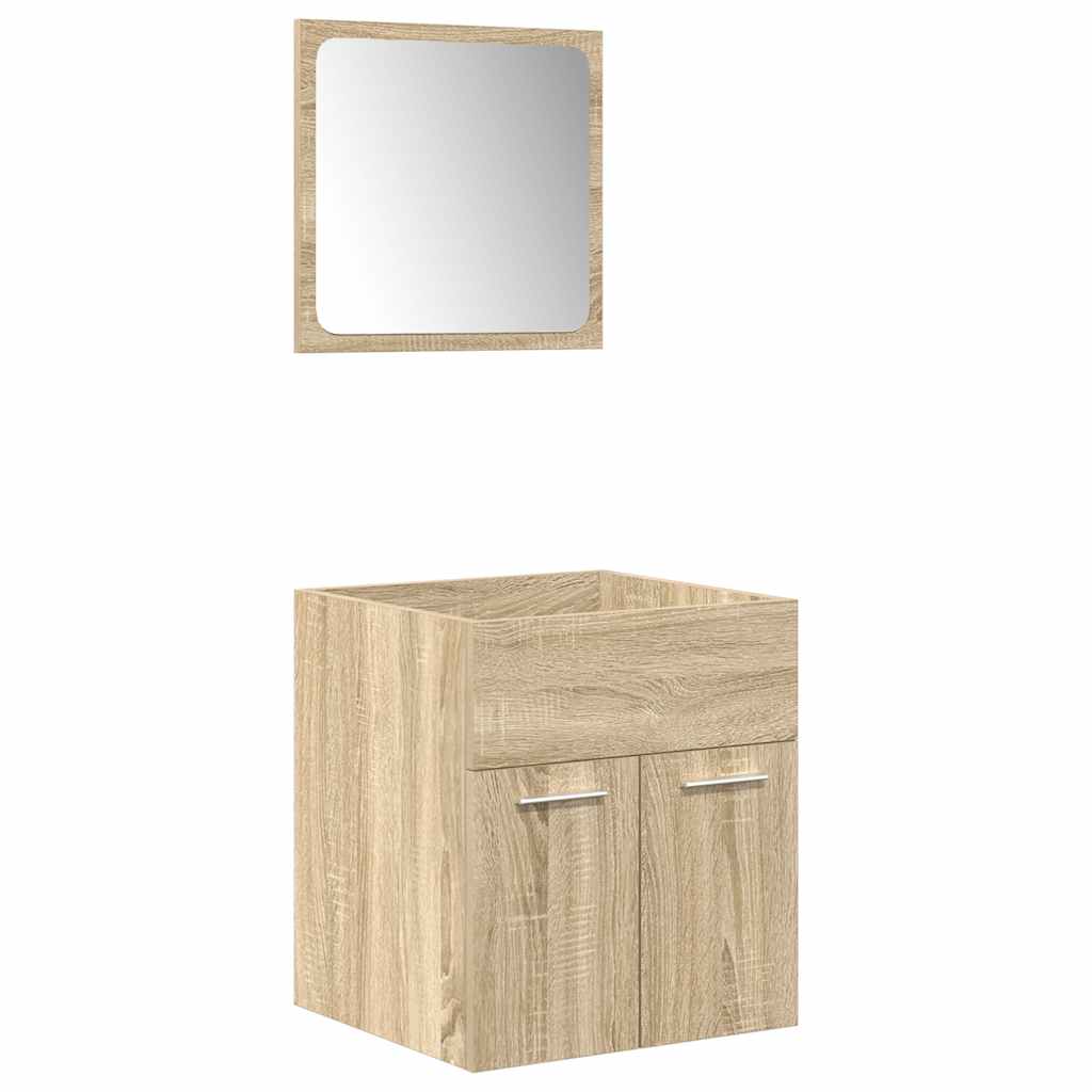 5 Piece Bathroom Furniture Set Sonoma Oak Engineered Wood