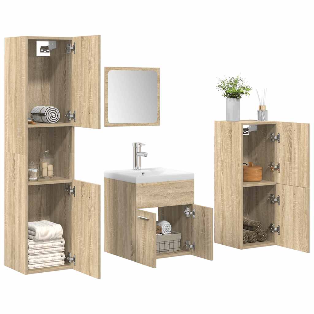 5 Piece Bathroom Furniture Set Sonoma Oak Engineered Wood