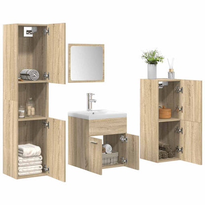 5 Piece Bathroom Furniture Set Sonoma Oak Engineered Wood