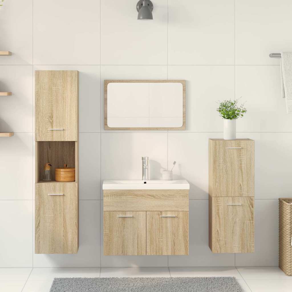 5 Piece Bathroom Furniture Set Sonoma Oak Engineered Wood