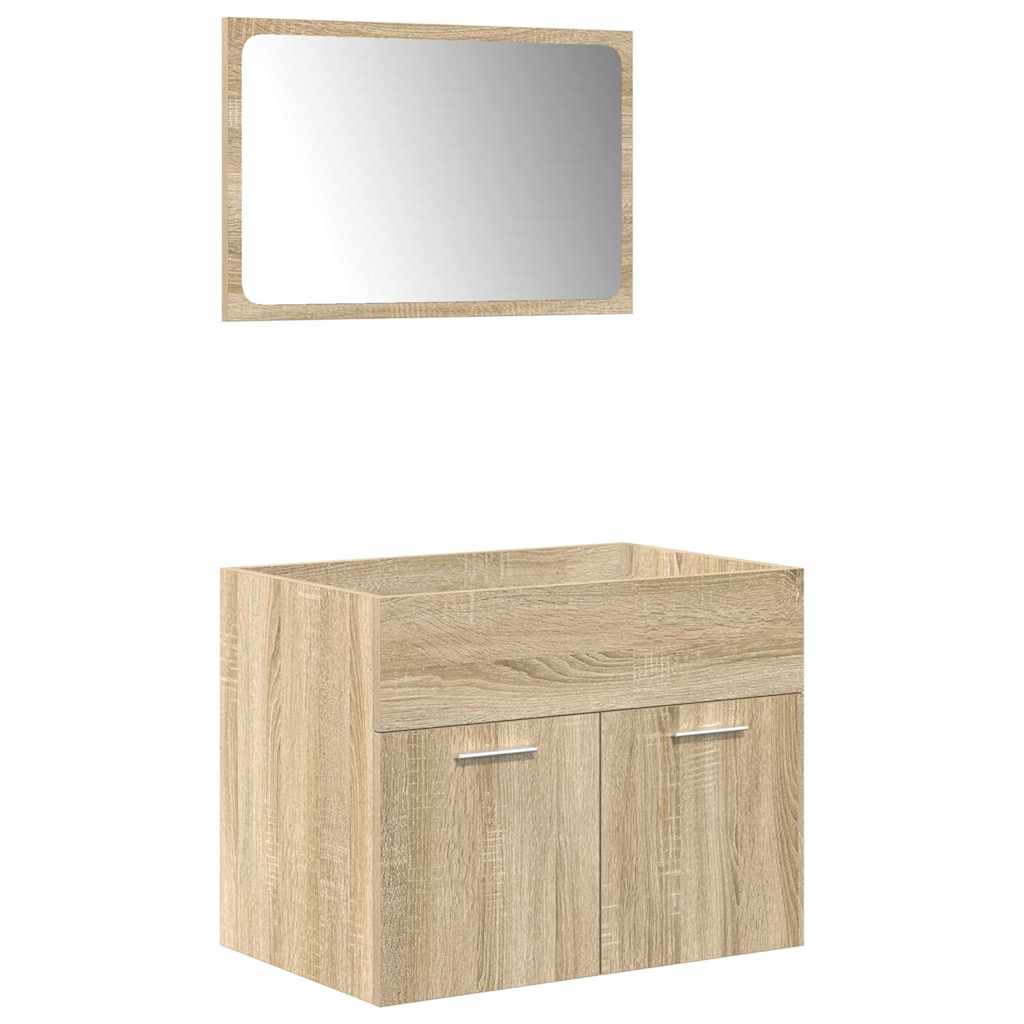 5 Piece Bathroom Furniture Set Sonoma Oak Engineered Wood