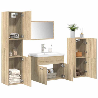 5 Piece Bathroom Furniture Set Sonoma Oak Engineered Wood