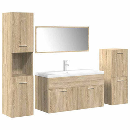 5 Piece Bathroom Furniture Set Sonoma Oak Engineered Wood