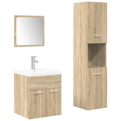 4 Piece Bathroom Furniture Set Sonoma Oak Engineered Wood