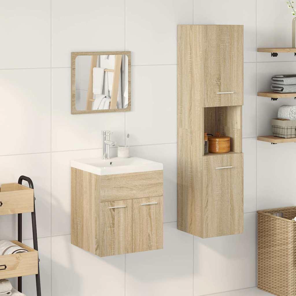 4 Piece Bathroom Furniture Set Sonoma Oak Engineered Wood