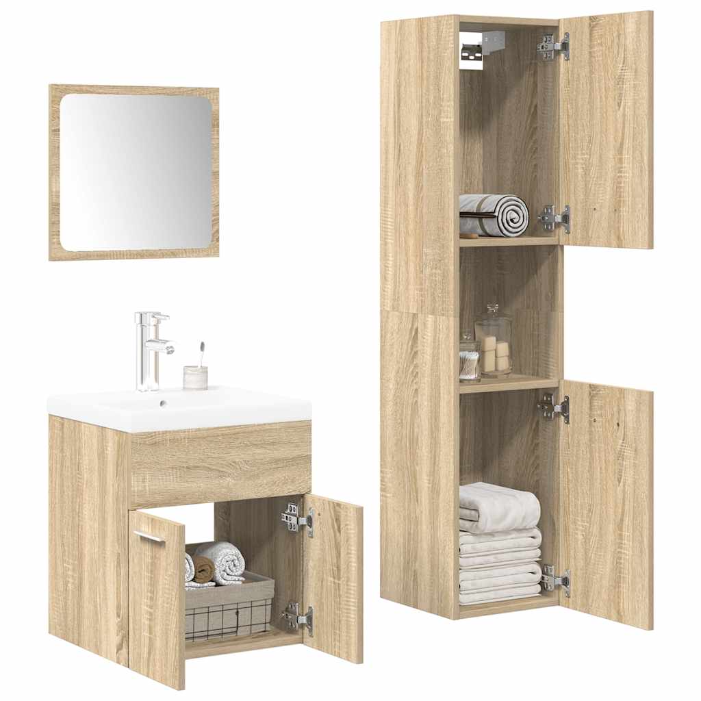 4 Piece Bathroom Furniture Set Sonoma Oak Engineered Wood