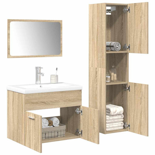 4 Piece Bathroom Furniture Set Sonoma Oak Engineered Wood