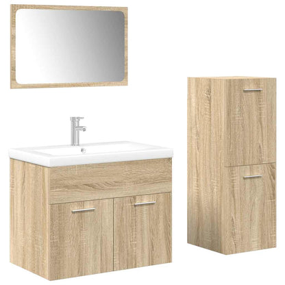 4 Piece Bathroom Furniture Set Sonoma Oak Engineered Wood