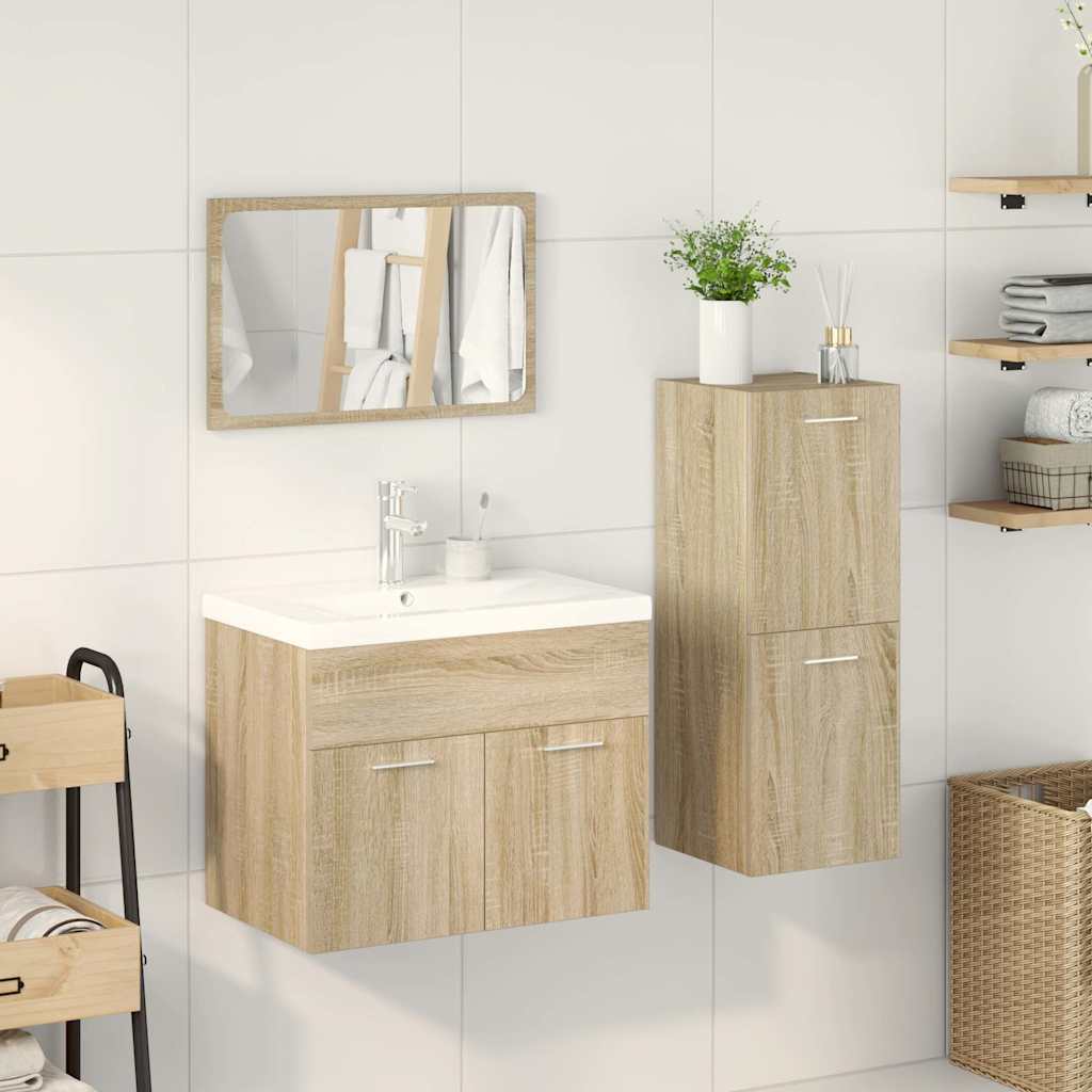 4 Piece Bathroom Furniture Set Sonoma Oak Engineered Wood