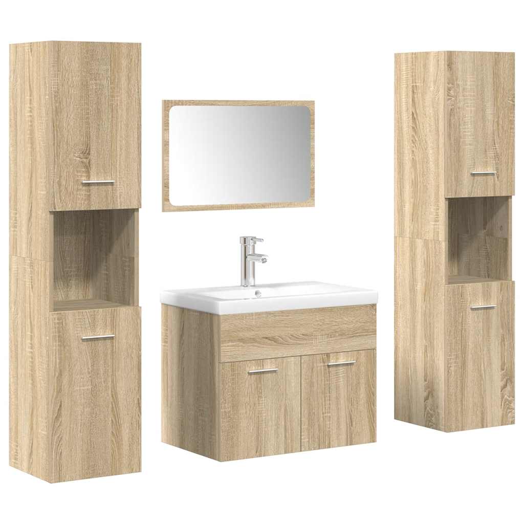 5 Piece Bathroom Furniture Set Sonoma Oak Engineered Wood