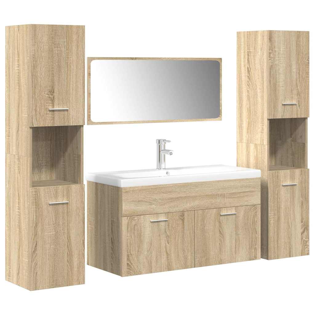 5 Piece Bathroom Furniture Set Sonoma Oak Engineered Wood