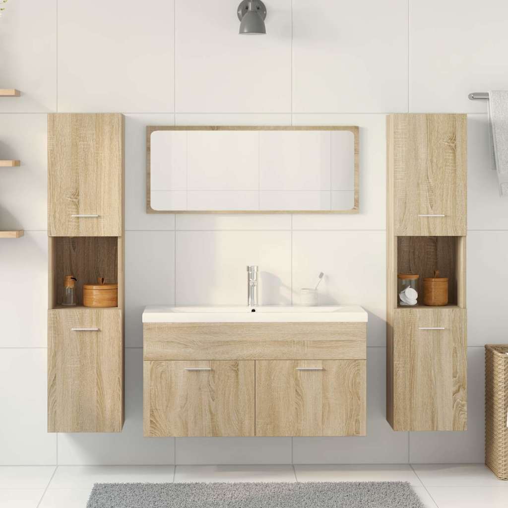 5 Piece Bathroom Furniture Set Sonoma Oak Engineered Wood