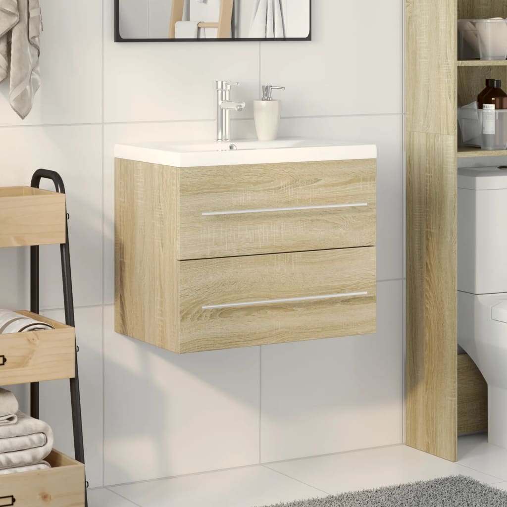 2 Piece Bathroom Furniture Set Sonoma Oak Engineered Wood - Bend