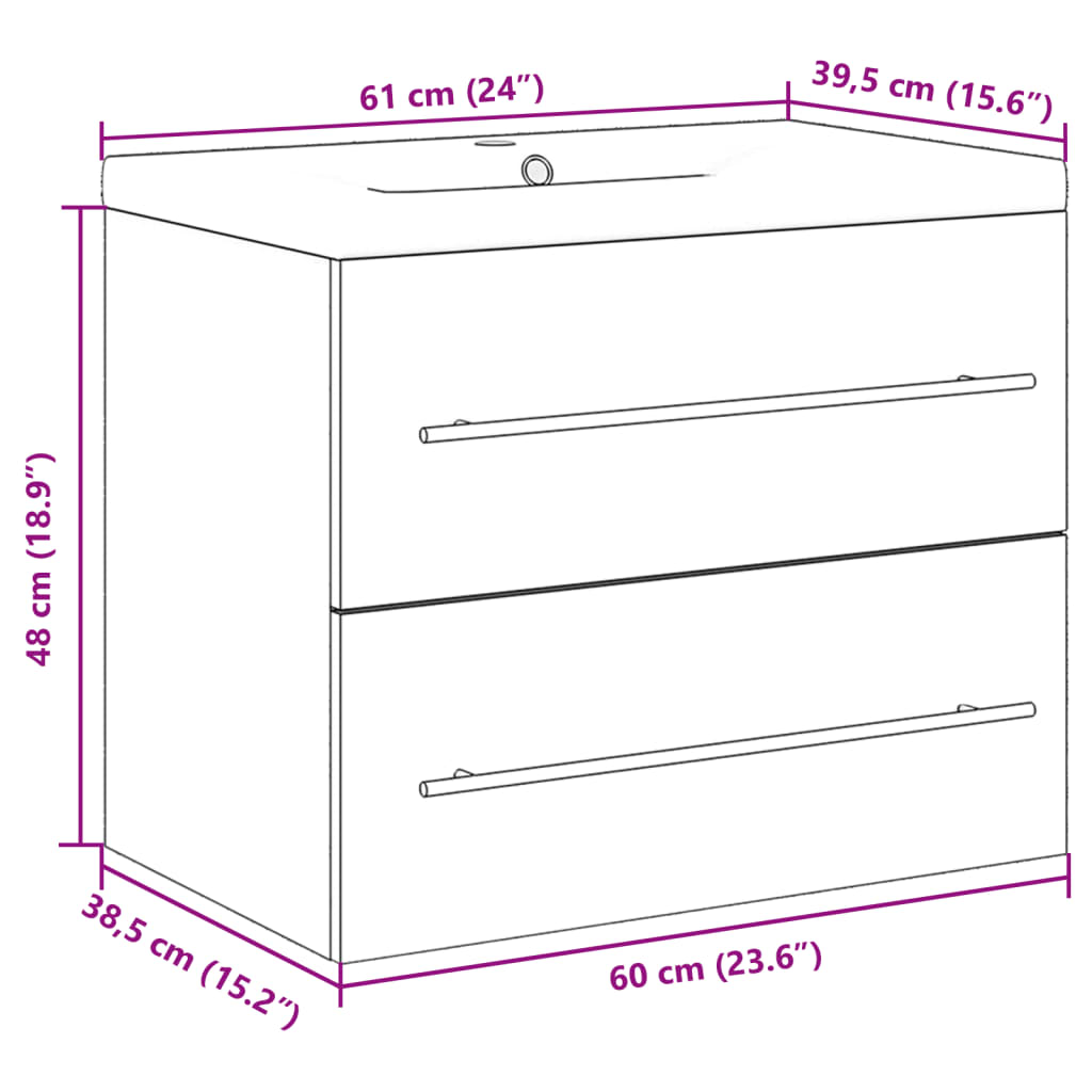 2 Piece Bathroom Furniture Set Sonoma Oak Engineered Wood - Bend