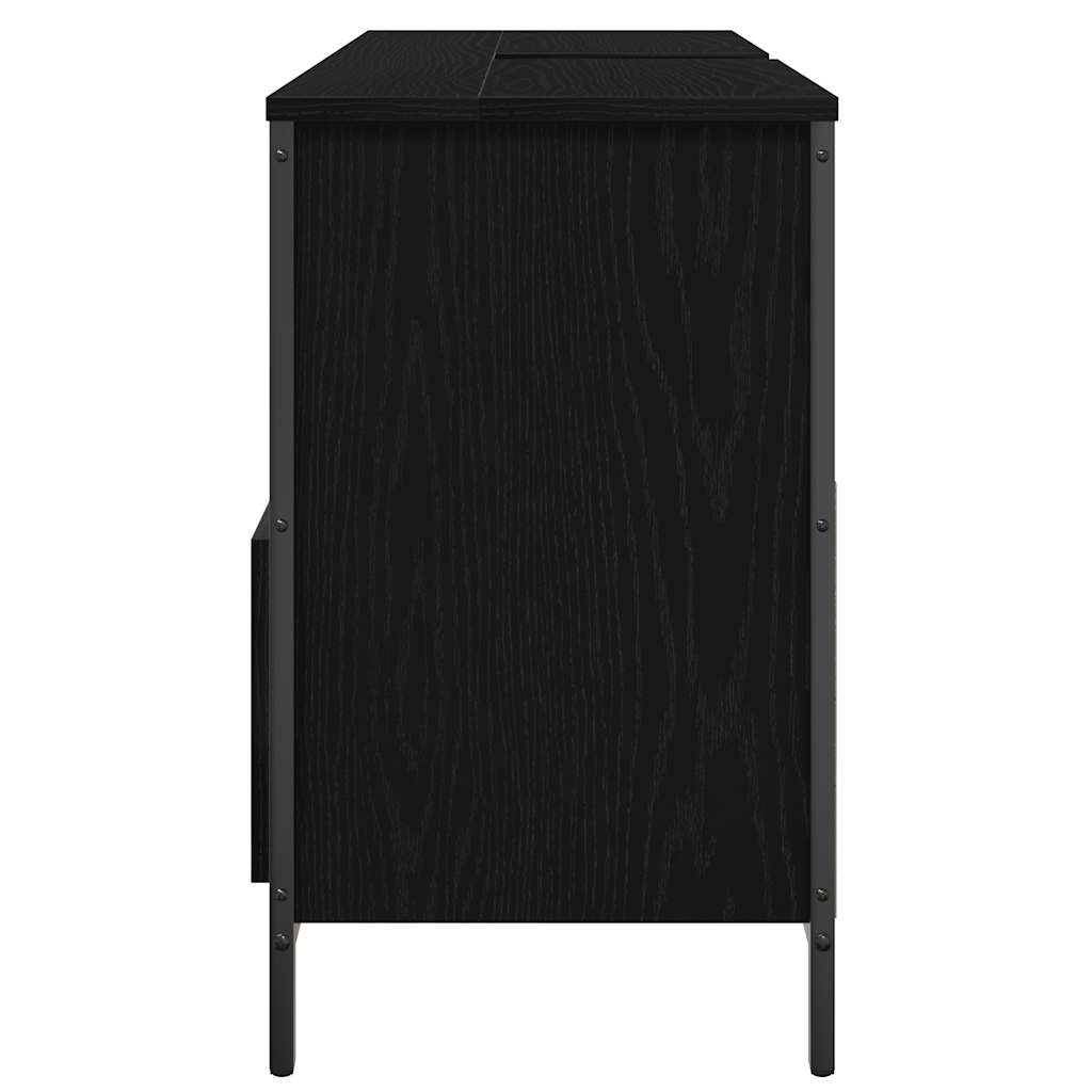 Bathroom Basin Cabinet with Drawers Black Oak 90x34.5x60 cm