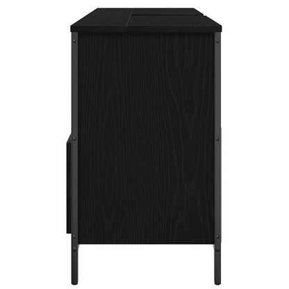 Bathroom Basin Cabinet with Drawers Black Oak 90x34.5x60 cm