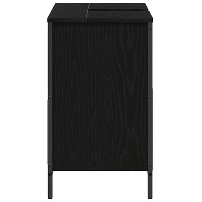 Bathroom Basin Cabinet with Drawers Black Oak 60x34.5x60 cm