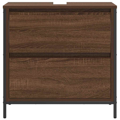 Bathroom Basin Cabinet with Drawers Brown Oak 60x34.5x60 cm