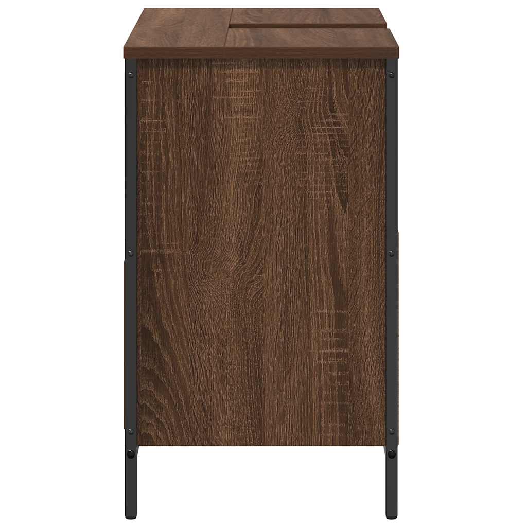 Bathroom Basin Cabinet with Drawers Brown Oak 60x34.5x60 cm