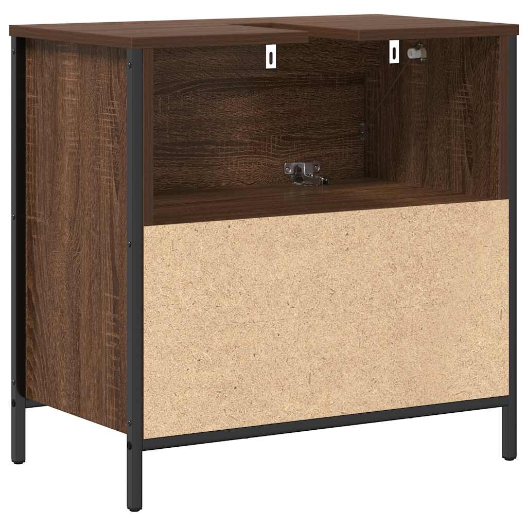 Bathroom Basin Cabinet with Drawers Brown Oak 60x34.5x60 cm