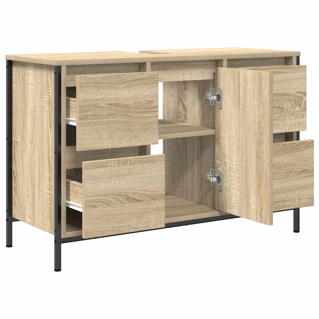 Basin Cabinet with Drawers Sonoma Oak 90x34.5x60 cm