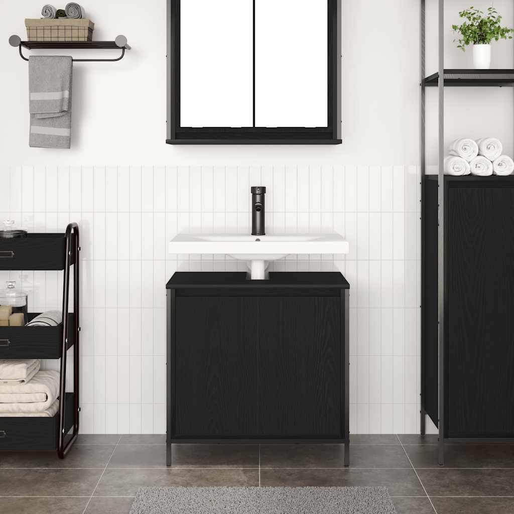 Bathroom Basin Cabinet Black 60x34.5x60 cm