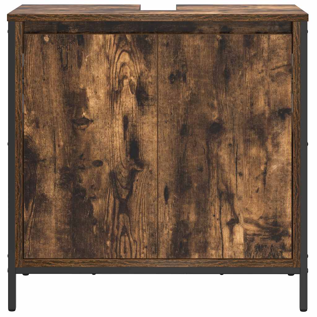 Bathroom Basin Cabinet Smoked Oak 60x34.5x60 cm