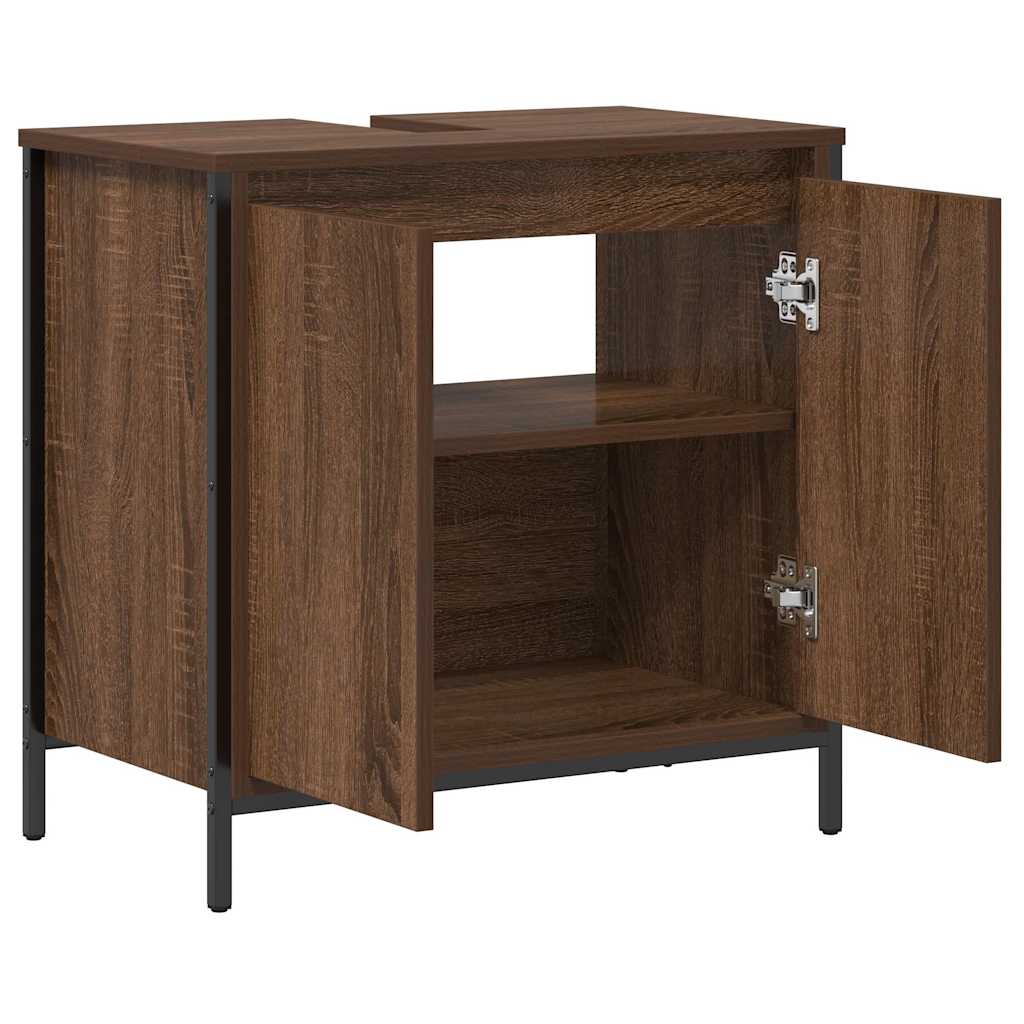 Bathroom Basin Cabinet Brown Oak 60x34.5x60 cm