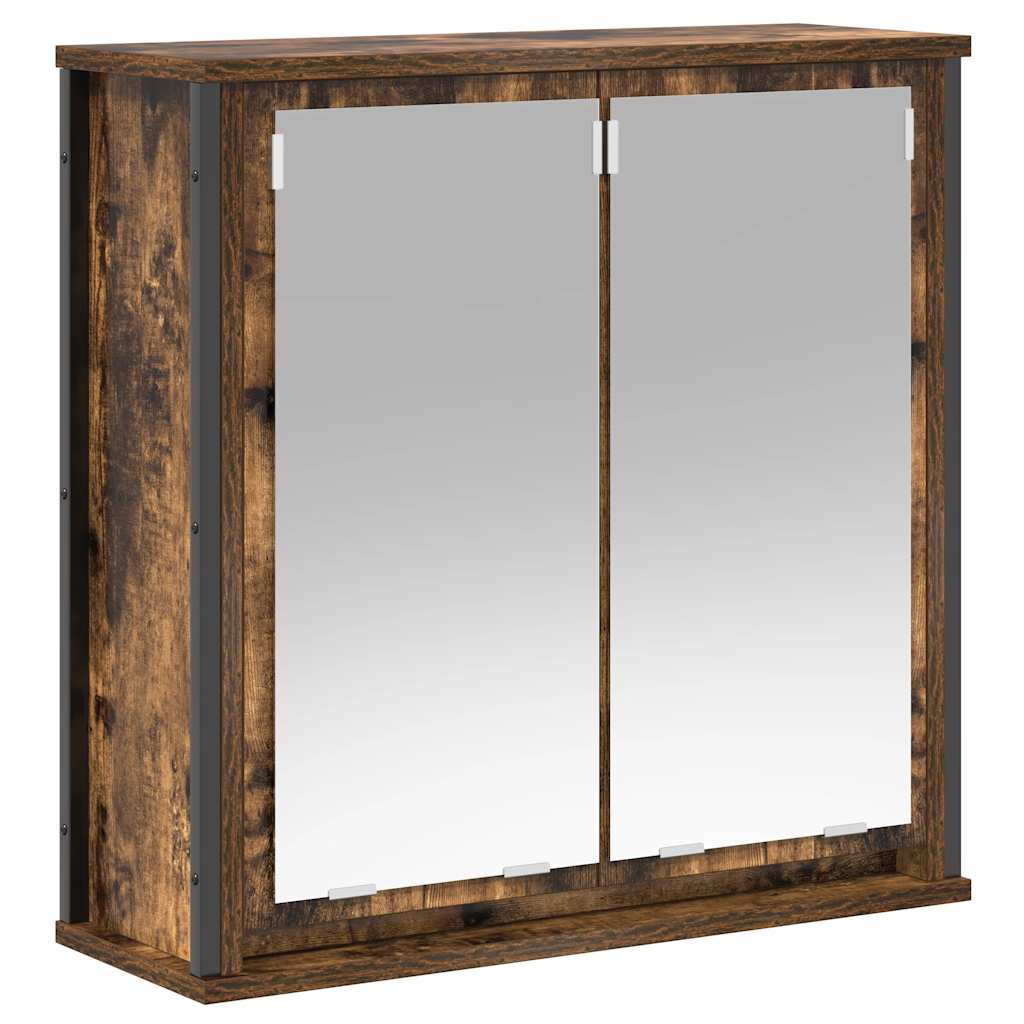 Bathroom Wall Cabinet with Mirror Smoked Oak 60x21x60 cm