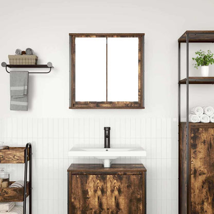 Bathroom Wall Cabinet with Mirror Smoked Oak 60x21x60 cm