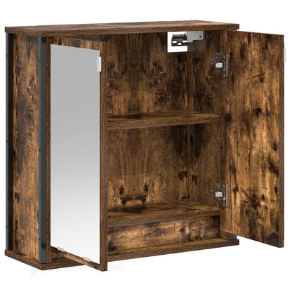 Bathroom Wall Cabinet with Mirror Smoked Oak 60x21x60 cm