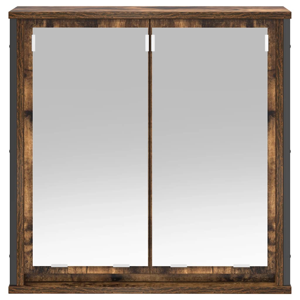 Bathroom Wall Cabinet with Mirror Smoked Oak 60x21x60 cm