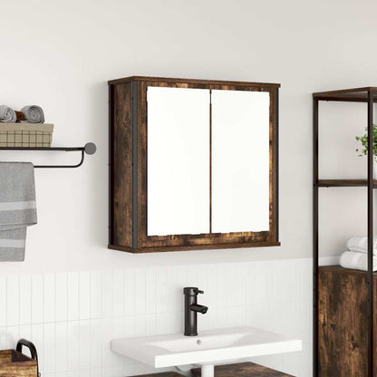 Bathroom Wall Cabinet with Mirror Smoked Oak 60x21x60 cm