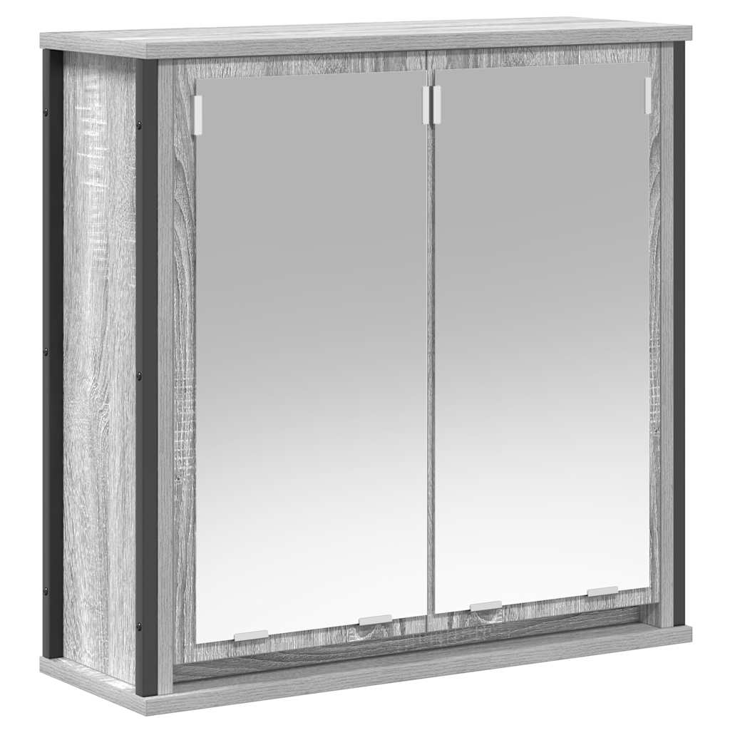 Bathroom Wall Cabinet with Mirror Grey Sonoma 60x21x60 cm