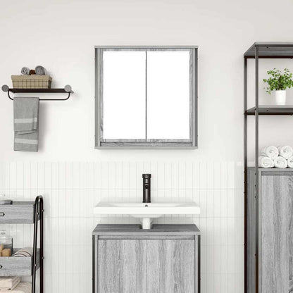 Bathroom Wall Cabinet with Mirror Grey Sonoma 60x21x60 cm