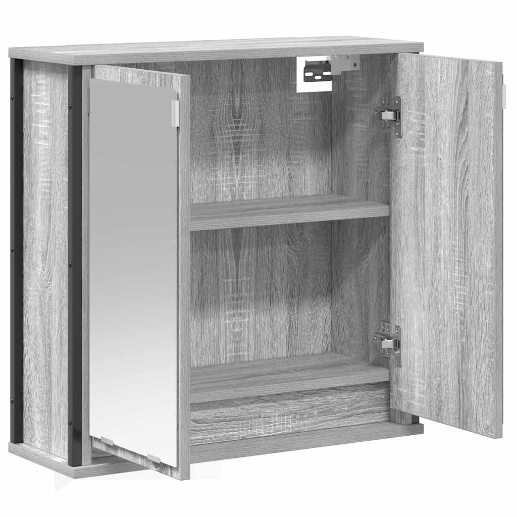 Bathroom Wall Cabinet with Mirror Grey Sonoma 60x21x60 cm