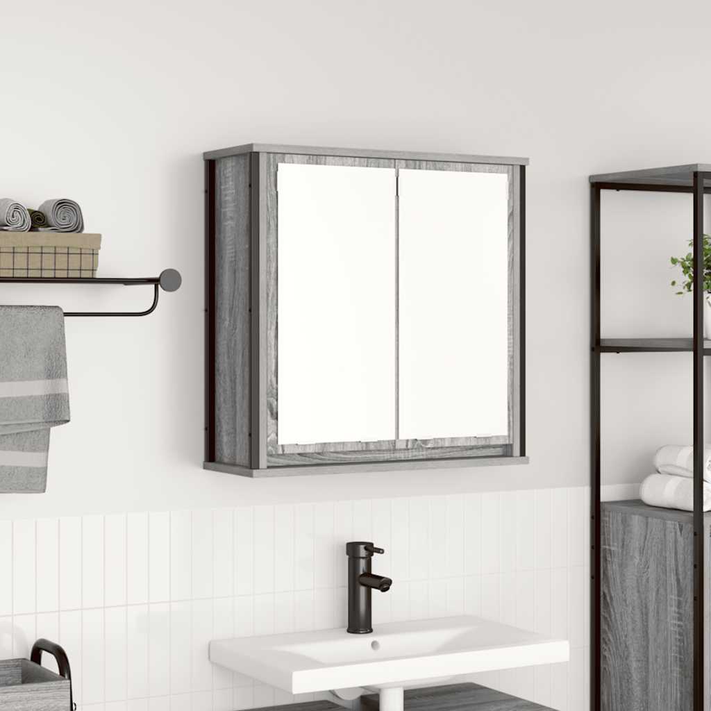 Bathroom Wall Cabinet with Mirror Grey Sonoma 60x21x60 cm