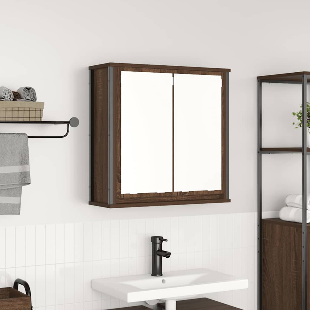 Bathroom Wall Cabinet with Mirror Brown Oak 60x21x60 cm