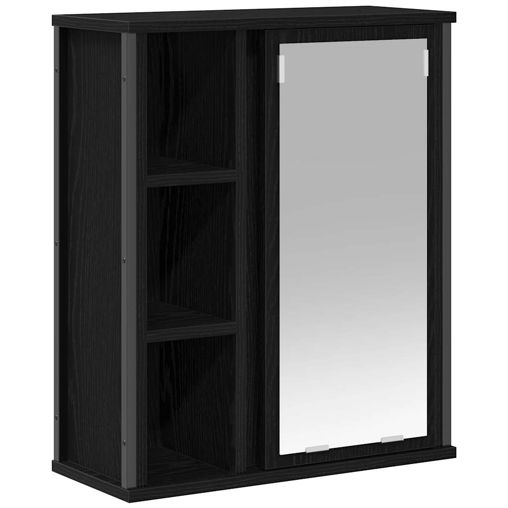 Bathroom Wall Cabinet with Mirror Black Oak 50x21x60 cm