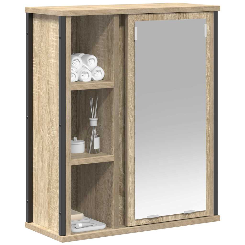 Bathroom Wall Cabinet with Mirror Sonoma Oak 50x21x60 cm