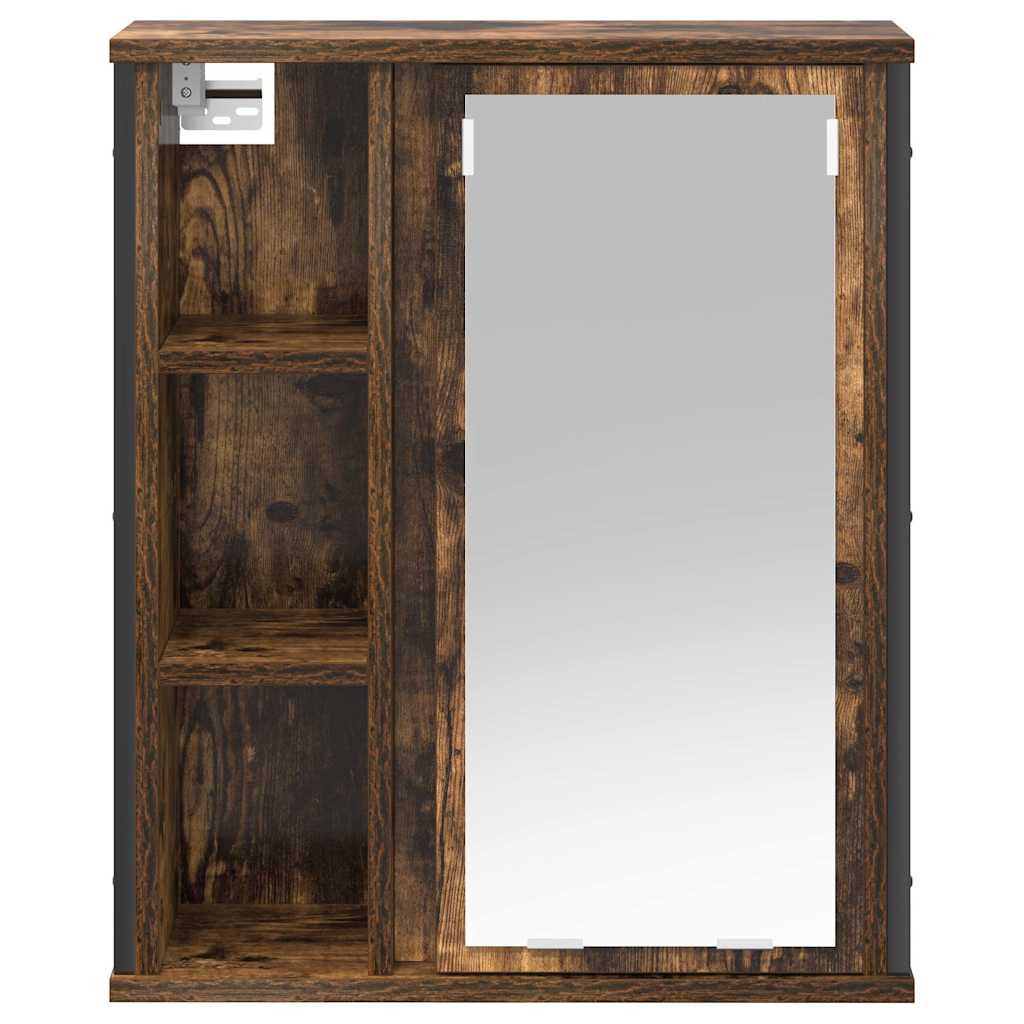 Bathroom Wall Cabinet with Mirror Smoked Oak 50x21x60 cm