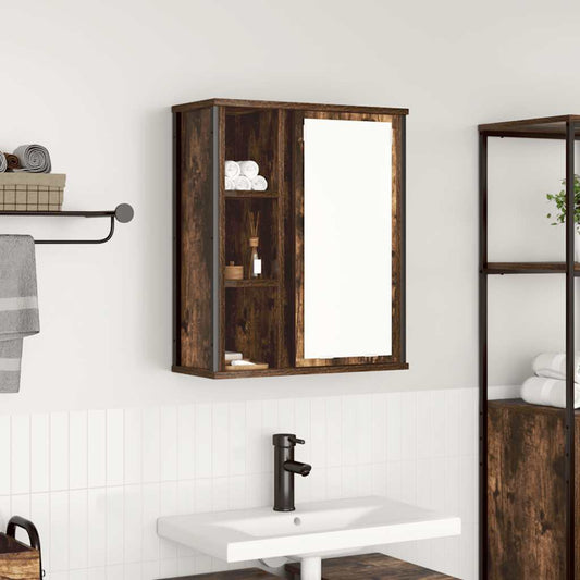 Bathroom Wall Cabinet with Mirror Smoked Oak 50x21x60 cm