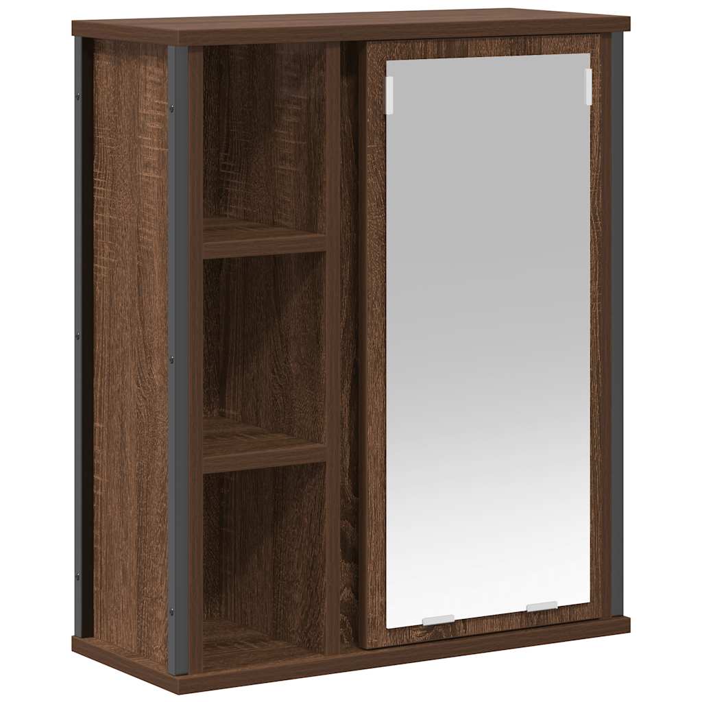 Bathroom Wall Cabinet with Mirror Brown Oak 50x21x60 cm