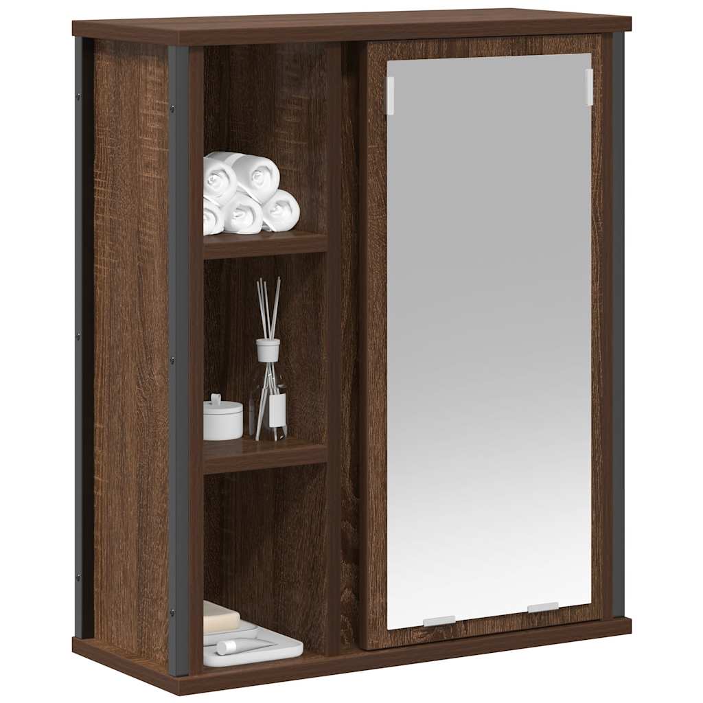 Bathroom Wall Cabinet with Mirror Brown Oak 50x21x60 cm