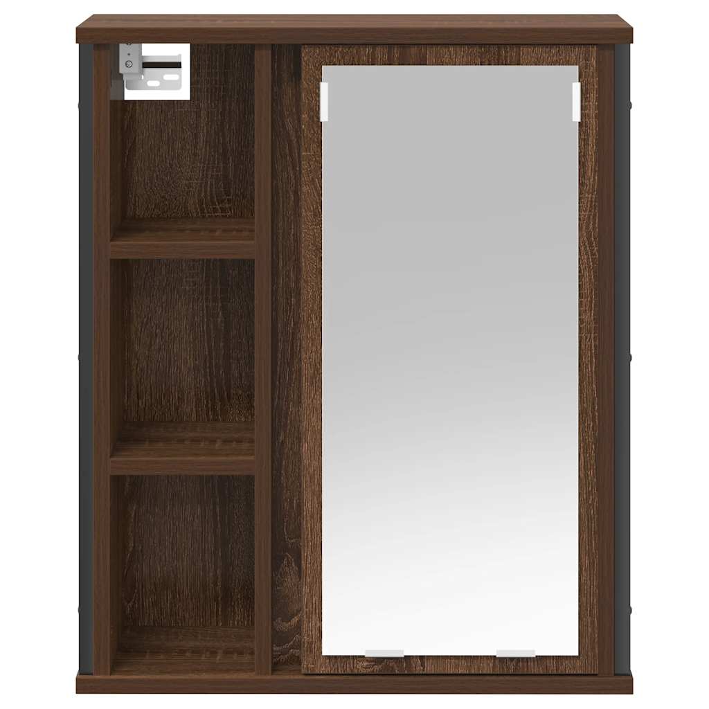 Bathroom Wall Cabinet with Mirror Brown Oak 50x21x60 cm