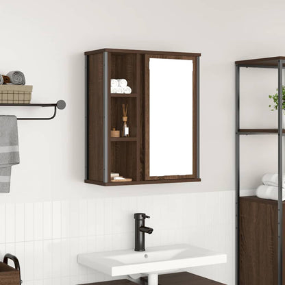 Bathroom Wall Cabinet with Mirror Brown Oak 50x21x60 cm