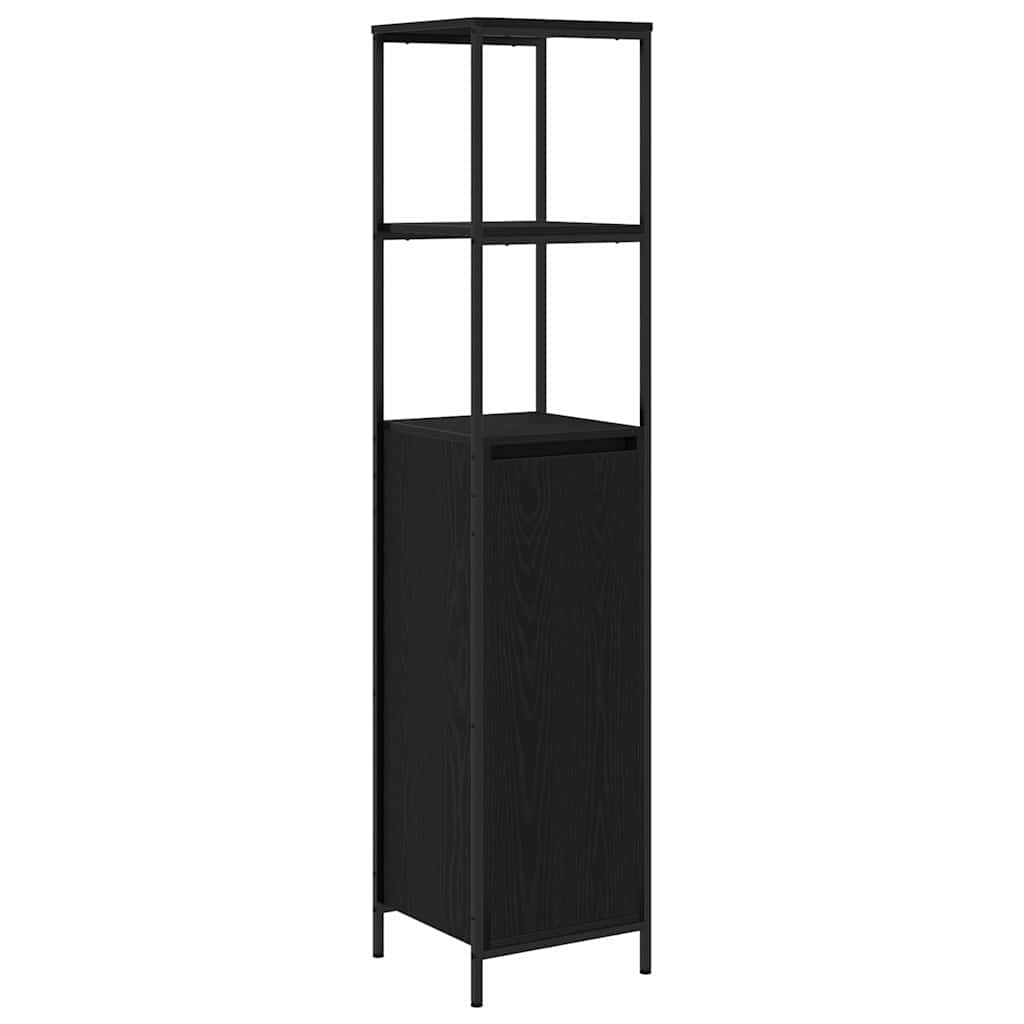 Bathroom Cabinet with Shelves Black Oak 36x35x165 cm