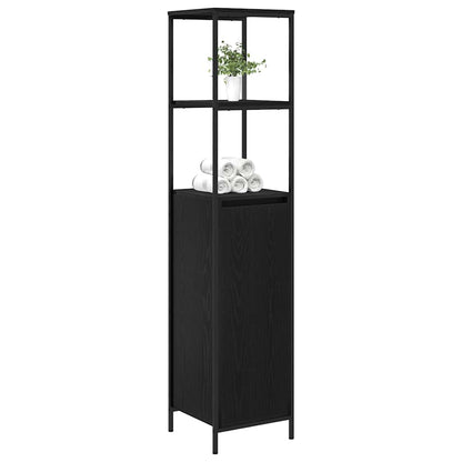 Bathroom Cabinet with Shelves Black Oak 36x35x165 cm